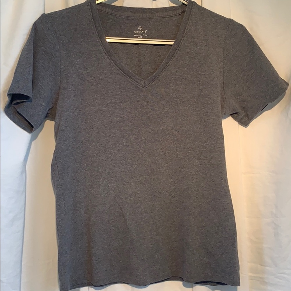 Seg’ments cotton v-neck t-shirt grey medium